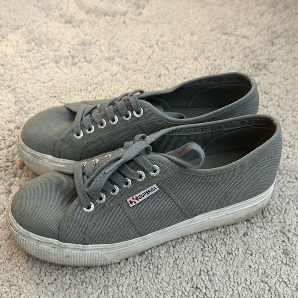 Superga gray platform sneakers